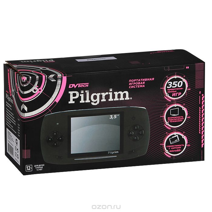 Купить Портативная игровая система DVTech Pilgrim 3.5″ LCD 350 игр (цвет: черно-серебряный)