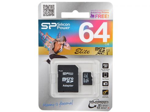 Купить Карта памяти Micro SDXC 64GB Class 10 Silicon Power UHS-I Elite SP064GBSTXBU1V10-SP