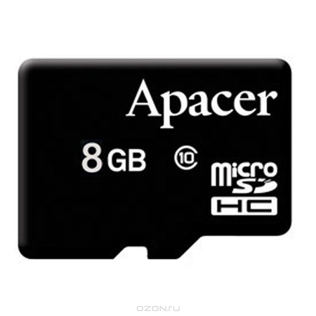 Купить Apacer microSDHC 8GB, Class 10 + адаптер