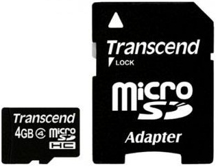 Купить Transcend microSDHC 4Гб class 4 + адаптер