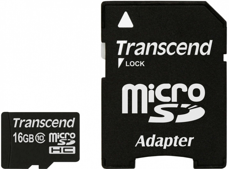 Купить Transcend microSDHC 16Гб class 10 + адаптер